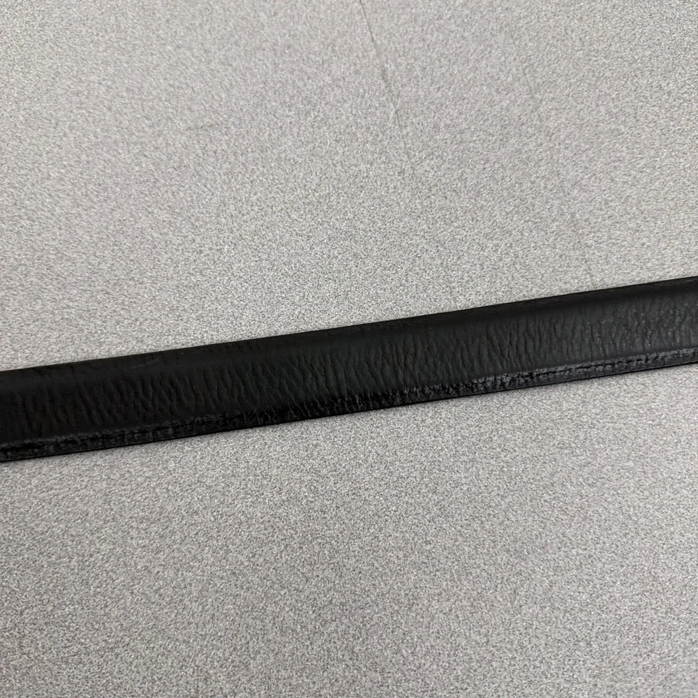 Eddie Bauer Belt Mens 42 Black Genuine Leather Made in USA Silver Buckle